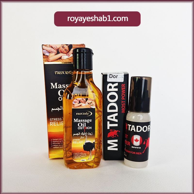 پک کرم ماتادور و روغن ماساژ مکس لیدی با رایحه شترمرغ 2 پک کرم ماتادور و روغن ماساژ مکس لیدی با شترمرغ